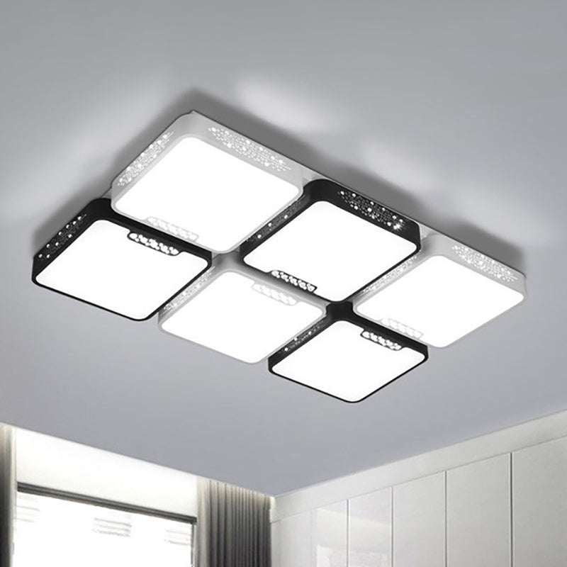 Contemporary Acrylic Flush Pendant Light - Led Black Ceiling Mount For Living Room / 32