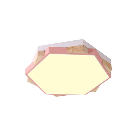 Nordic Style Pentagon Flushmount Ceiling Lamp For Study Room Corridor - Acrylic & Metal