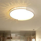 16’/19.5’/20.5’ Wide Crystal Led Flush Mount Ceiling Light For Bedroom And Living Room White