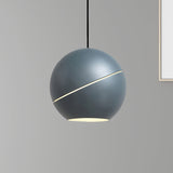 Minimalist Metallic Pendant Light For Living Room - Black/Pewter Spherical Hanging Fixture