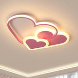 Stylish Heart Ceiling Light For Kindergarten With Acrylic Led Flush Mount Pink / Warm
