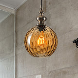 Modern Dimpled Glass Pendant Lamp - 1 Light Shade Hanging Clear/Smoke & 8/10 Size Options