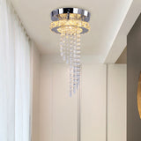 Modern Led Spiral Crystal Ceiling Light For Corridor: Stainless Steel Flushmount