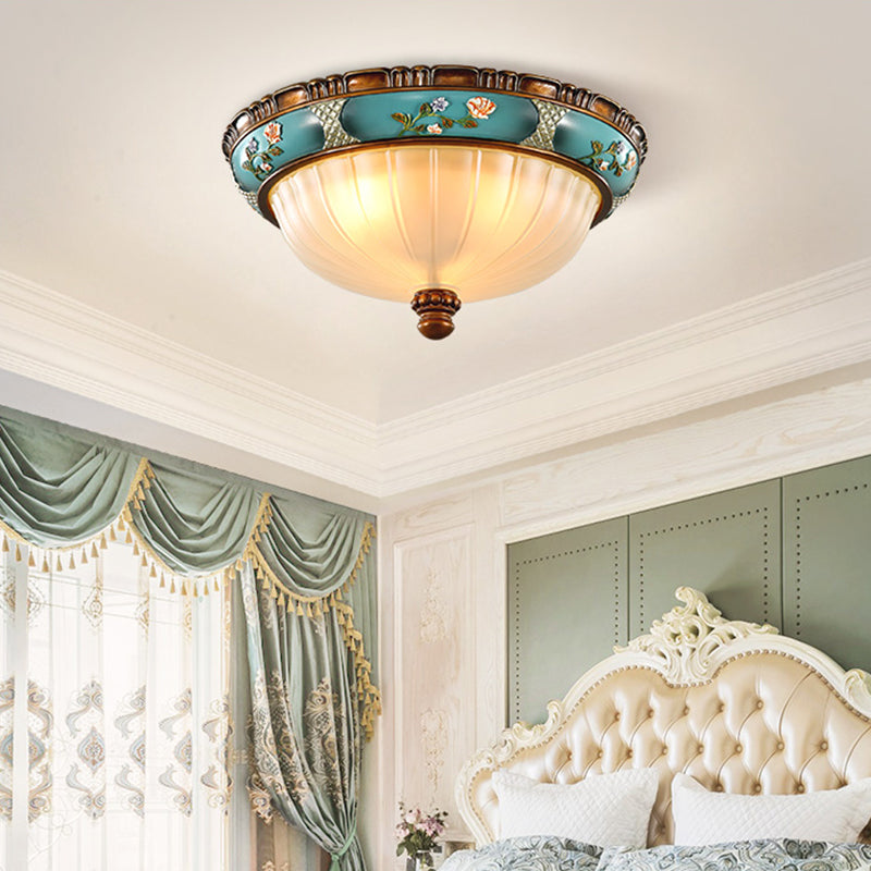 Vintage Frosted Glass Dome Flush-Mount Bedroom Ceiling Light