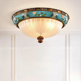 Vintage Frosted Glass Dome Flush-Mount Bedroom Ceiling Light