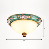 Vintage Frosted Glass Dome Flush-Mount Bedroom Ceiling Light 4 / Green