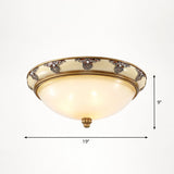 Vintage Frosted Glass Dome Flush-Mount Bedroom Ceiling Light 4 / Yellow-White