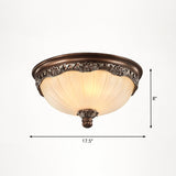 Vintage Frosted Glass Dome Flush-Mount Bedroom Ceiling Light 4 / Brown