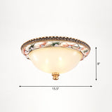 Vintage Frosted Glass Dome Flush-Mount Bedroom Ceiling Light 3 / Pink-White
