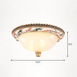 Vintage Frosted Glass Dome Flush-Mount Bedroom Ceiling Light 4 / Pink-White