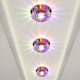 Simple Clear Crystal Entryway Led Flush Light Fixture - Round Mini Ceiling Mount