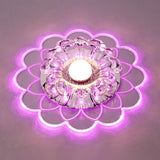 Modern Crystal Clear Led Flush Mount Light For Living Room - Scalloped Ceiling Fixture / Pink