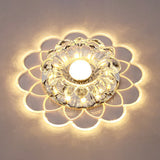 Modern Crystal Clear Led Flush Mount Light For Living Room - Scalloped Ceiling Fixture / Warm