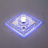 Clear Led Square Ceiling Lamp: Prismatic Crystal Flush Mount Fixture For Entryway - Minimalist