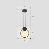 Nordic Led Suspension Light Fixture For Bedroom - Black Circular Hanging Lamp With Metallic Touch /