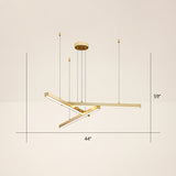 Adjustable Line Art Pendant Lamp: Minimalist Metal Led Chandelier For Bedroom Ceiling 3 / Gold Third