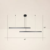 Adjustable Line Art Pendant Lamp: Minimalist Metal Led Chandelier For Bedroom Ceiling 2 / Black Warm