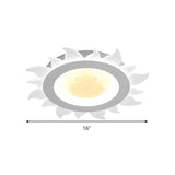 Kids Study Room Smiling Sun Flushmount Ceiling Light With Acrylic Shade White Finish