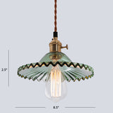 Nordic Radial Wave Glass Pendant Light - 1-Light Dining Room Ceiling Fixture Green
