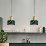 Nordic Marble Round Pendant Ceiling Light With Brass Socket - 1 Bulb Suspension Lighting