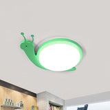 Snail-Shaped Cartoon Ceiling Light For Baby Bedroom - Acrylic And Metal Fixture Green / White