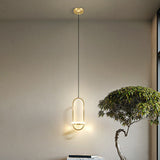 Modern Led Metal Bedside Pendant Chandelier With Halo Ring