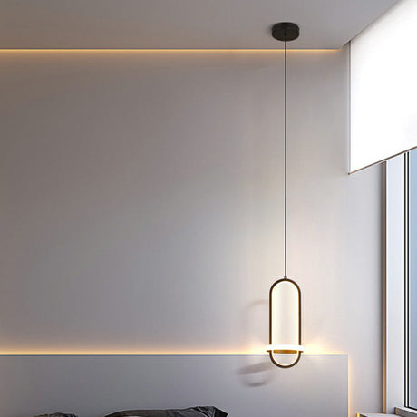 Modern Led Metal Bedside Pendant Chandelier With Halo Ring