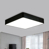 Modern Led Metal Flush Mount Light Fixture - White/Black Square 14/18/23.5 Wide Living Room Black /