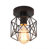 Industrial Iron Hexagonal Balcony Ceiling Light - Semi Flush Mount Fixture With 1-Bulb