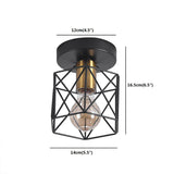 Industrial Iron Hexagonal Balcony Ceiling Light - Semi Flush Mount Fixture With 1-Bulb