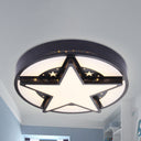 Children’s Bedroom Starry Sky Flush Mount Ceiling Light Black / 19.5’ White