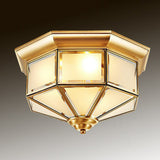 Brass Yurt Glass Flush Light - Classic Living Room Ceiling Mount / 12.5 Frosted