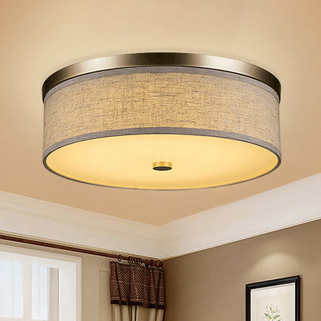 Contemporary Beige Fabric Led Flush Mount Lamp (16/19.5/23.5 Dia) / 23.5
