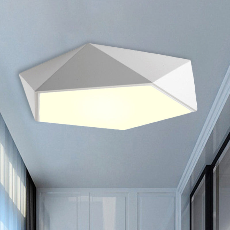 Geometric Metal Flush Mount Lighting With Led - White/Black 16.5/20.5/24.5 Wide
