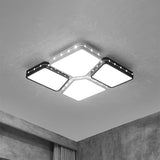 Modernist Style Acrylic Flush Mount Bedroom Lighting - 19.5/23.5 Square Led Ceiling Light In White