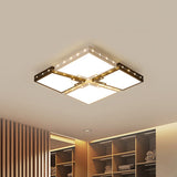 Led Bedroom Ceiling Light: Square Black Acrylic Shade Flush Mount Warm/White Light 19.5/23.5 Width