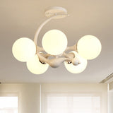 Modern White Glass Ball Sputnik Semi Flush Mount Ceiling Light For Bedroom / B