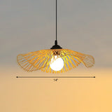 Chinese Style Bamboo Ceiling Pendant Light With Lotus Leaf Design Wood / 14