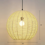 Minimalist Rattan Pendant Light For Restaurants - Sphere Shaped With 1 Head Yellow / 16