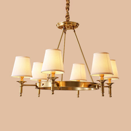Gold Fabric Suspended Ceiling Chandelier: Minimalist Bedroom Lighting 6 /