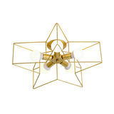 Vintage Metal Star Shaped Bedroom Ceiling Lamp - Semi Flush Mount With 5 Bulbs