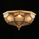 Classic Brass Flush Mount Ceiling Light Fixture With Frost Glass - Ideal For Living Room / 18