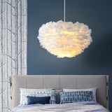 Nordic Style Feather Dome Pendant Light For Bedroom Suspension Fixture