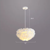 Nordic Style Feather Dome Pendant Light For Bedroom Suspension Fixture White / 12