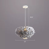 Nordic Style Feather Dome Pendant Light For Bedroom Suspension Fixture Grey / 12