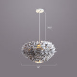 Nordic Style Feather Dome Pendant Light For Bedroom Suspension Fixture Grey / 16