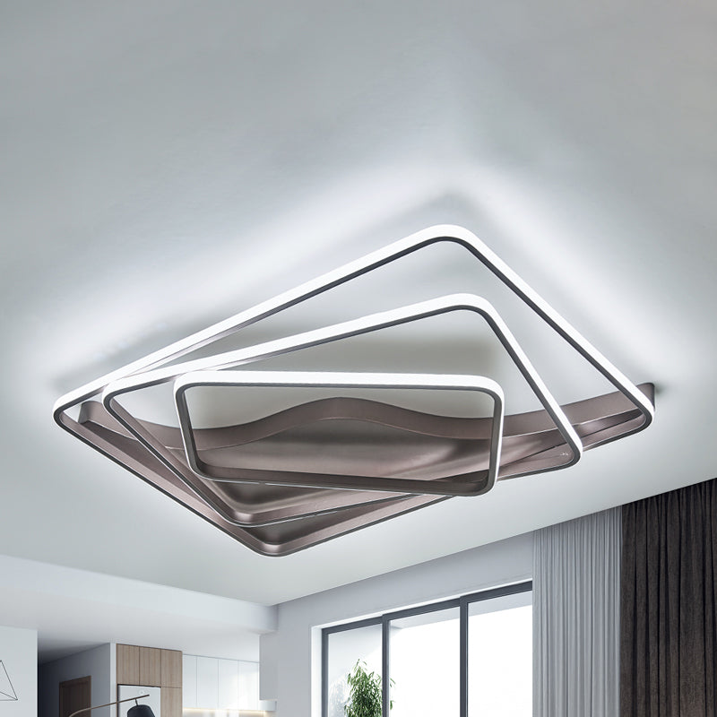 Led Bedroom Ceiling Lamp With Acrylic Shade: Warm/White Light White/Brown Design Brown / 31.5 Warm