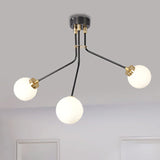 Modern Black Metal Semi Flush Ceiling Lamp - 3/7 Lights Dining Room Lighting Fixture 3 /