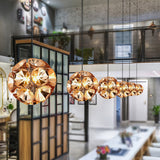 Modern Metal Chrome/Gold Led Ball Pendant Light Fixture - White/Warm 7/11 Dia Gold / 7 White