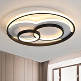Modern Led Metal Flush Mount Ceiling Lamp In Black/White 16/19.5/23.5 Wide White/Warm Lighting
